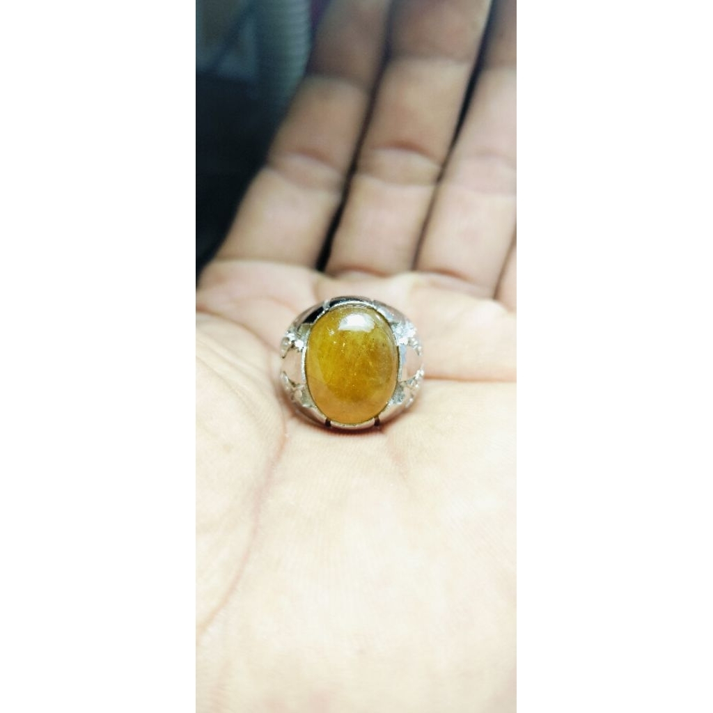 Cincin yellow sapphire cabochon original 100%