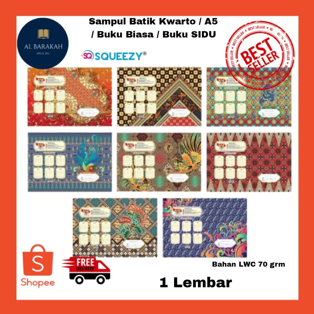 

1 Lembar !!! Sampul Buku Batik Kwarto / Sampul buku Warna warni Sampul buku motif Batik kwarto / Ukuran buku biasa / buku A5 ukuran sampul / sampul buku kertas artpaper / sampul berwarna Batik