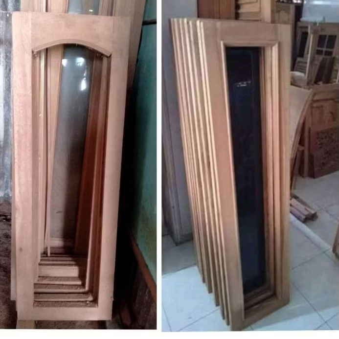 4 Daun jendela + 3 kusen jendela kayu kamper