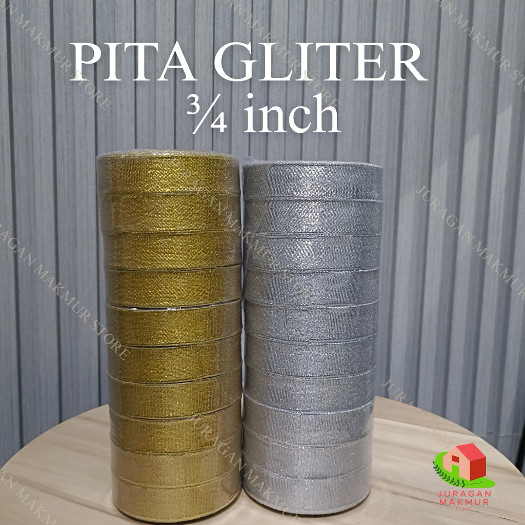 

1 ROLL PITA EMAS PERAK GOLD DAN SILVER 3/4 INCH (2CM) pita glitter metalik gold dan silver