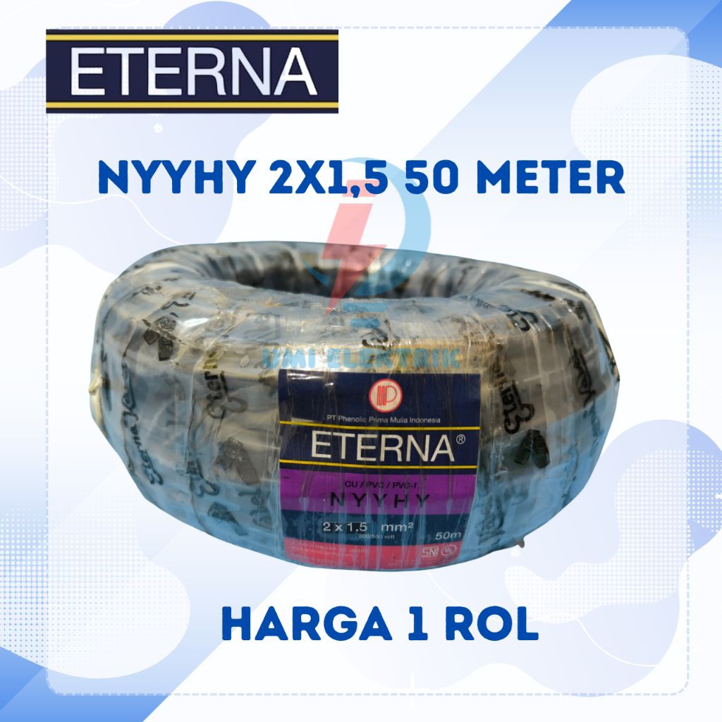 kabel ETERNA NYYHY 2x1,5 50 meter kabel serabut eterna 2x1,5