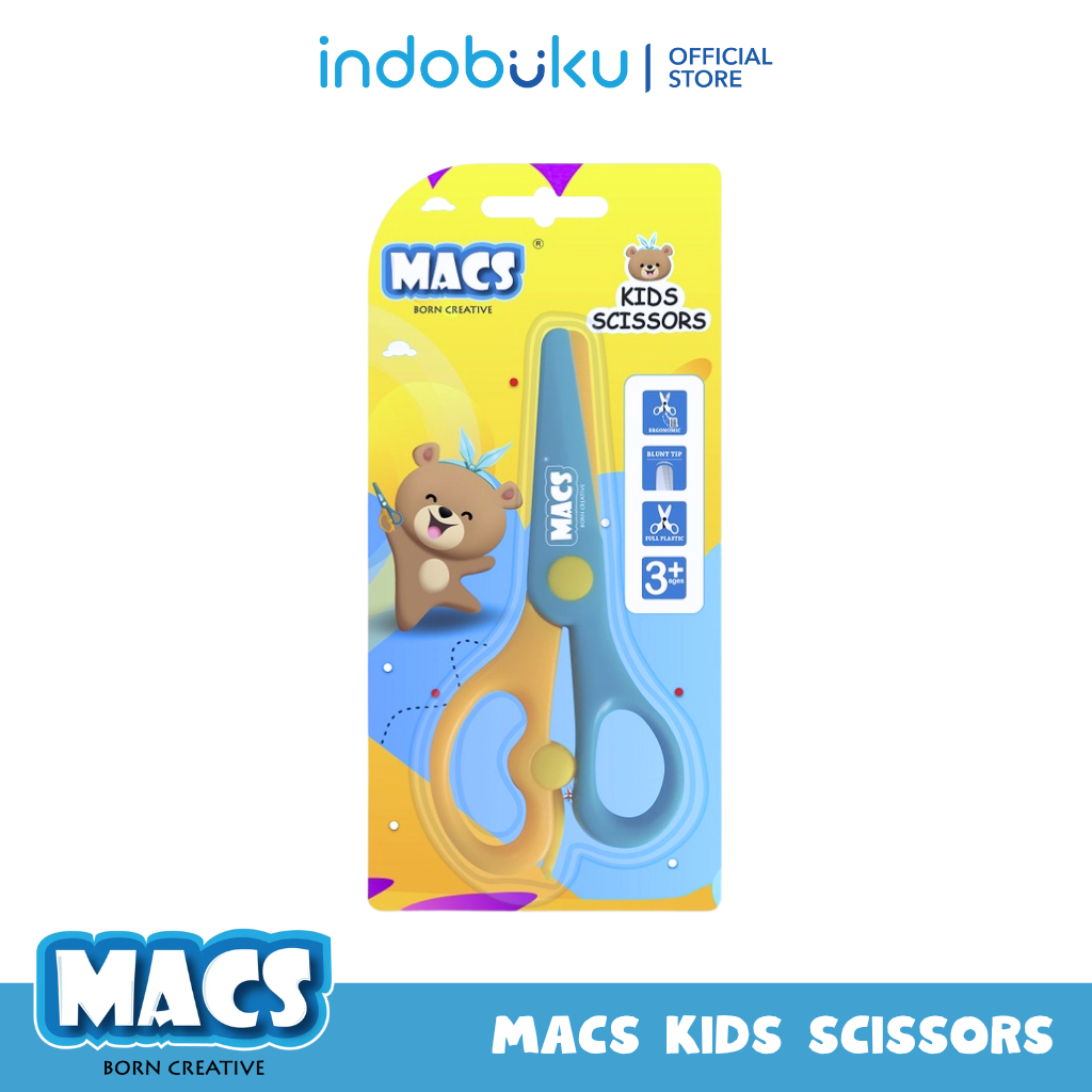

Macs Gunting Anak Aman Dipakai Warna Oranye Biru / Kids Scissors Orange Blue
