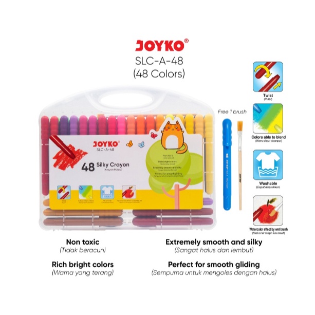 

KODE W89K Silky Crayon Krayon Halus Joyko SLCA Warna Colors SLCA48Warna