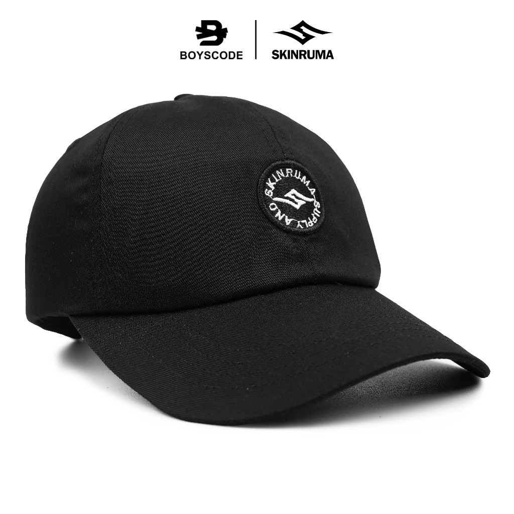 BOYSCODE Topi Baseball Polo Cap Basic Pria Wanita Skinruma Motif Supply and Co Hitam
