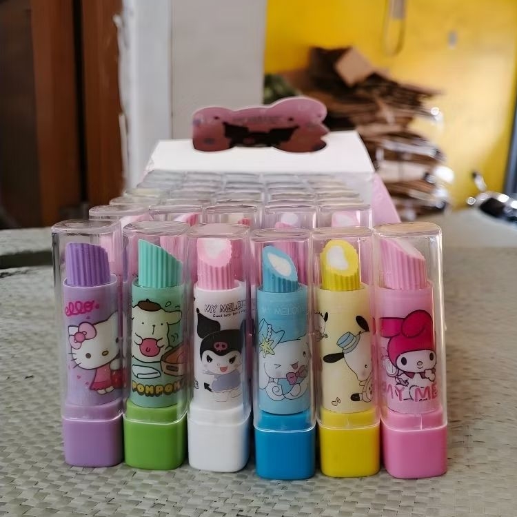 

{isi 6 pcs / 6 warna} hapusan model karakter/ penghapusan model lipstik