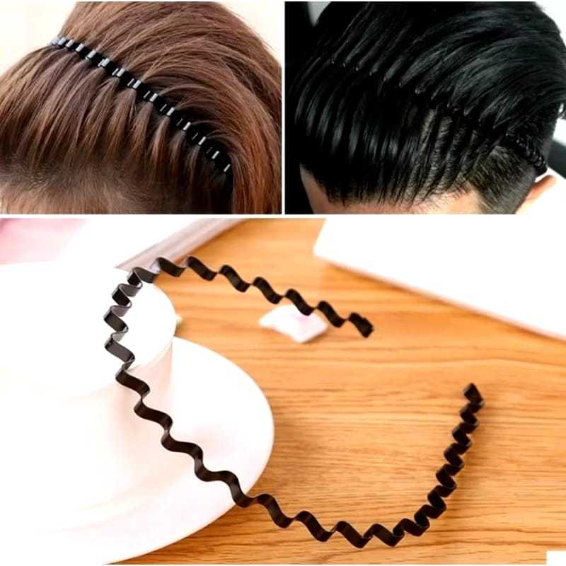 OKESTORE_PKU / Bando Unisex Korea Bentuk Gelombang Zigzag Hitam Polos Bandana Aksesoris Bendo Headba