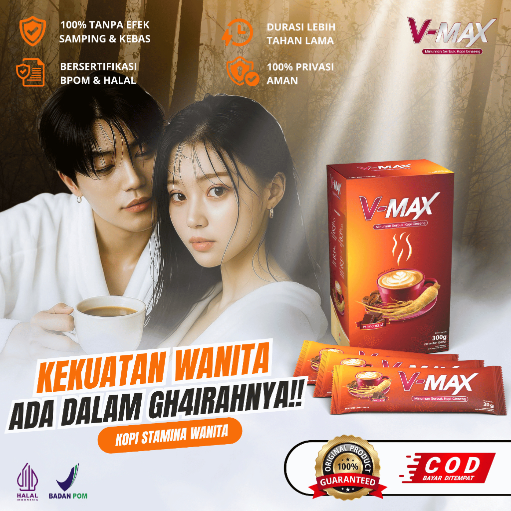

V-MAX ORIGINAL Minuman Instan Rasa Cokelat Khusus Wanita 1 Box 10 Sachet Penambah gairah wanita BPOM