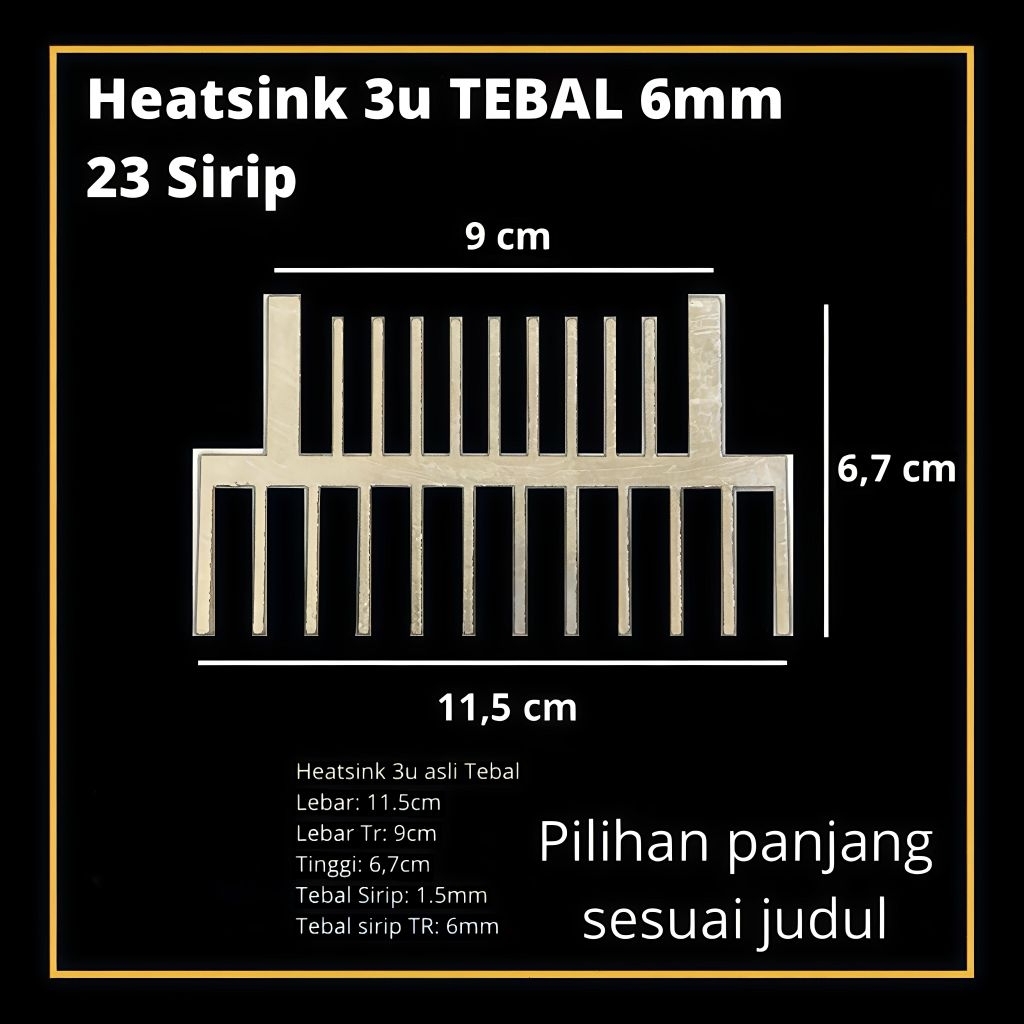 Heatsink/Pendingin Transistor Power Built Up 21 Sirip 6mm Super Tebal 30cm