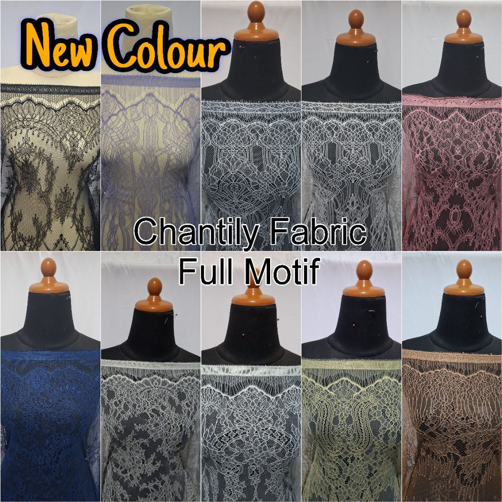 Kain Bahan Kebaya Brukat Brokat Chantily/Santily Semi Prancis Chantily Bakal Kain Santili Lembut Bah