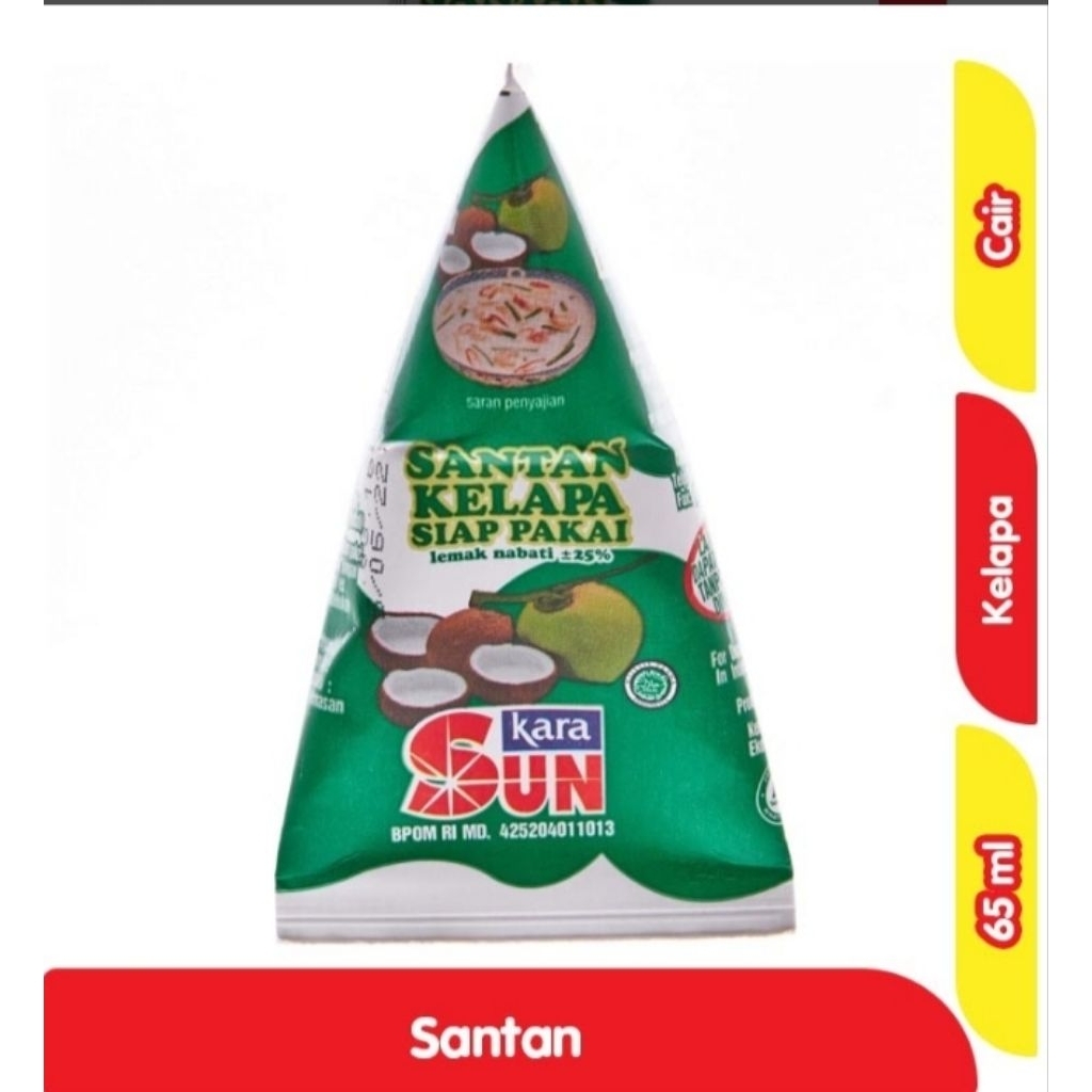 

Santan Kara Kecil Kerucut Kara Sun Kelapa Cair Siap Pakai 65ml