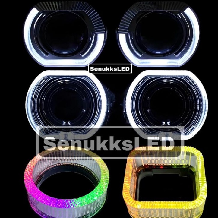 KODE Q32E Shroud 15 inch 25 Inch 3 Inch Model BMW Bulat Kotak angel eye putih RGb shroud cincin bmw 
