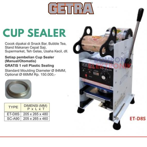 Getra Mesin Cup Sealer Manual Et-D8S / Mesin Penyegel Plastik Minuman