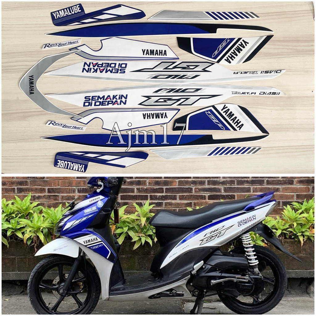 STIKER STRIPING MOTOR MIO GT SPECIAL EDITION MOTO GP 2013 2014 BIRU PUTIH