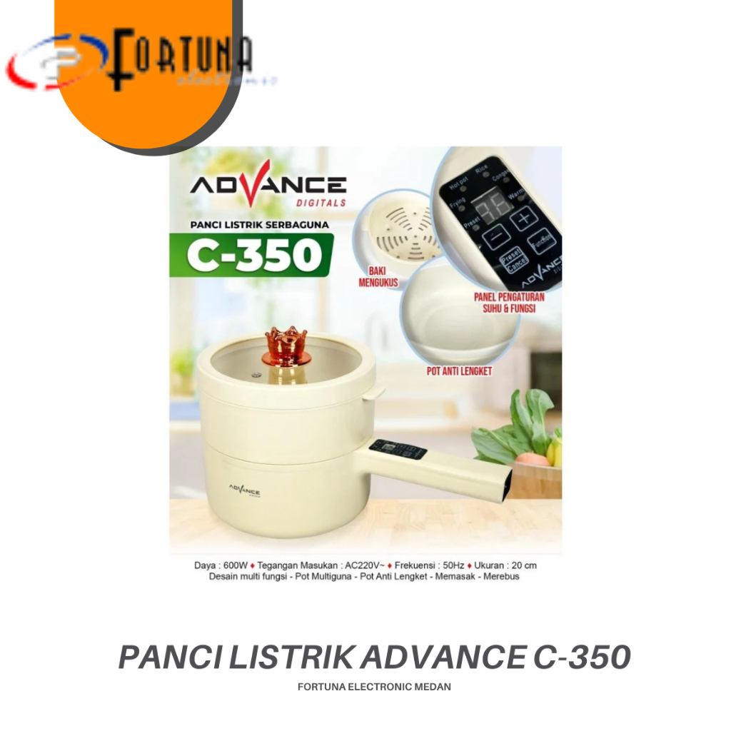 Warmer Steamer Cooker Advance C 350 / Panci Listrik Multifungsi Advance Panci Listrik C-350 / C350 E