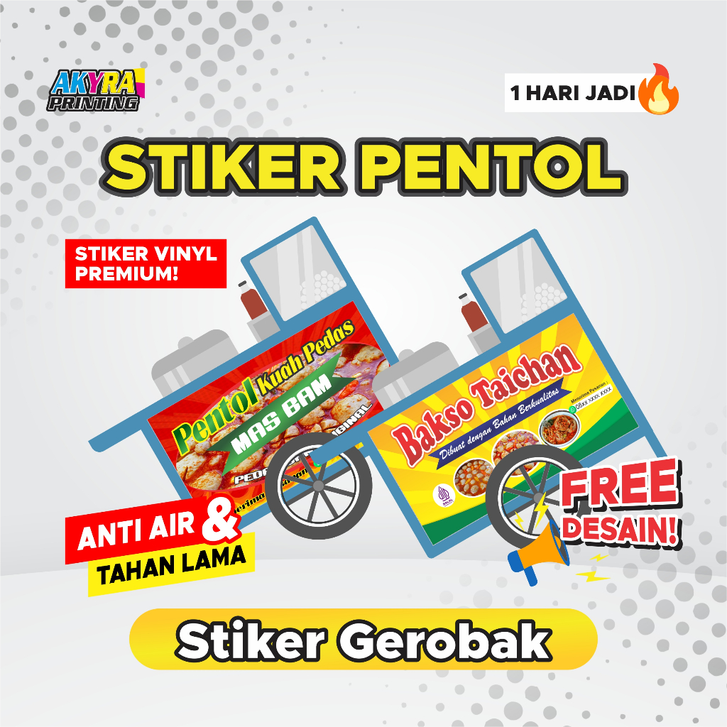 

Stiker Gerobak Jualan Bakso Pentol | Stiker Vinyl Anti Air | Free Request Desain