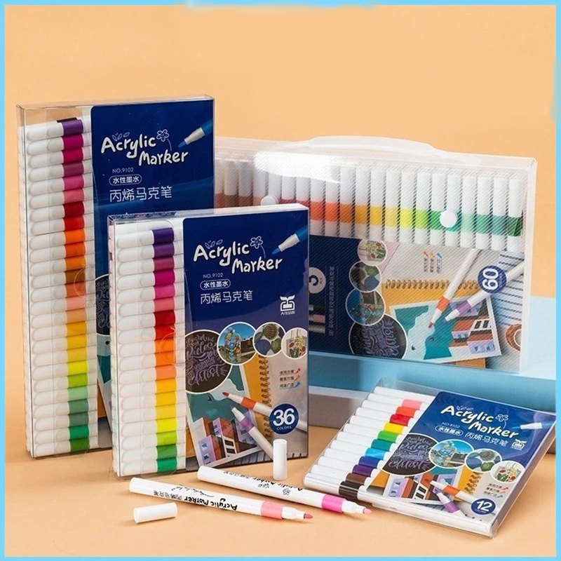 

24/80Colors Pen Akrilik Marker Warna Cepat Kering Tahan Air / Spidol Acrylic Painter