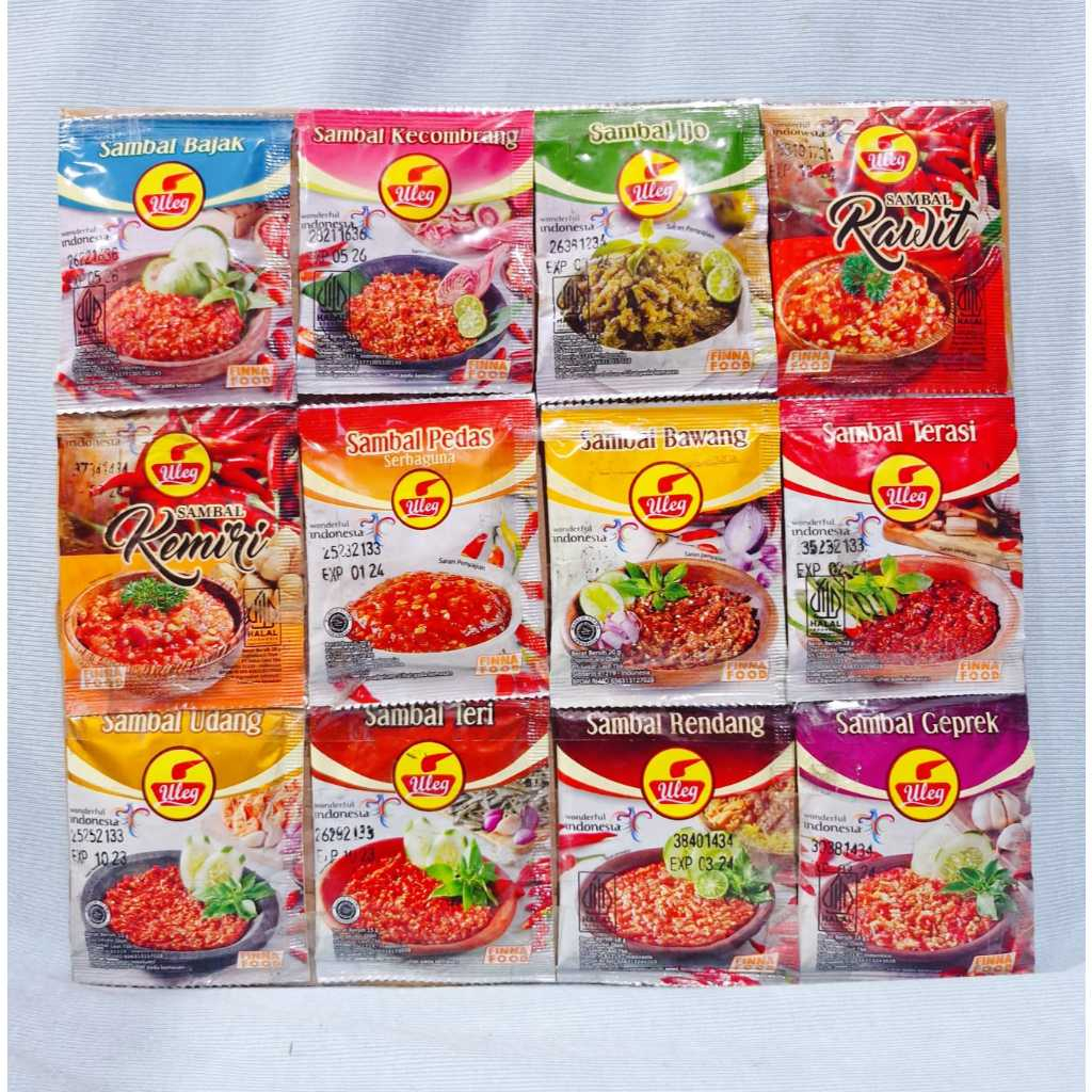 

Uleg Sambal Bawang / Sambal Ijo / Sambal Teri / Sambal Pedas / Sambal Udang / Sambal Terasi / Sambal Geprek / Sambal Rendang / Sambal Rawit / Sambal Kemiri / Sambal Bajak / Sambal Kecombrang (1 Pcs)