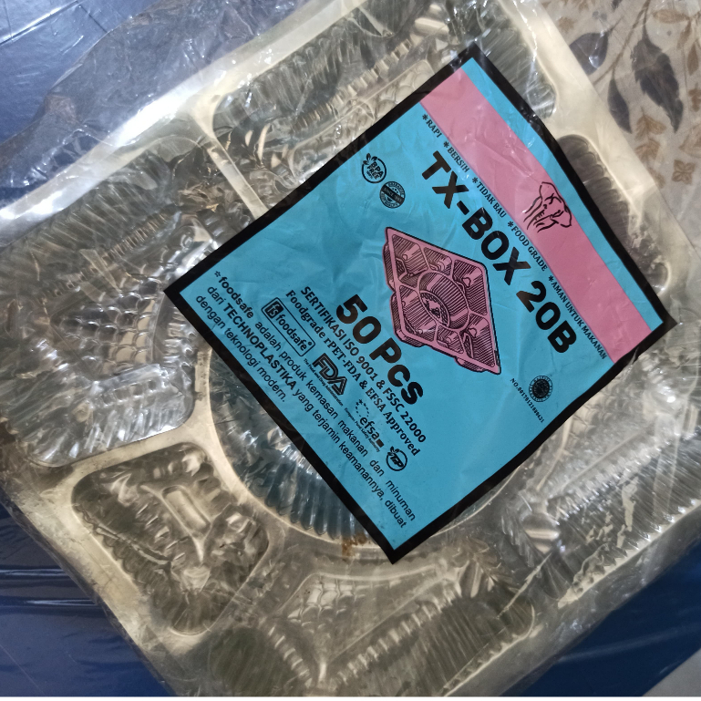 [ISI 50 PCS] MIKA SEKAT 7 | TX BOX 20B | MIKA BOX NASI SEKAT 7 | MIKA SEKAT UKURAN 20X20 | MIKA PLAS