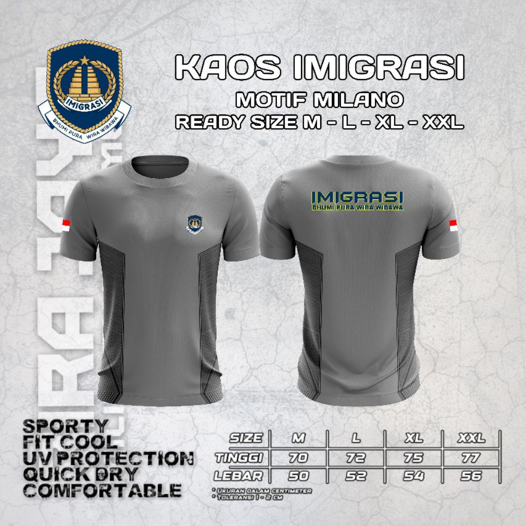Kaos IMIGRASI / Kaos Imigrasi Bahan Jersey Milano Premiun / Kaos Jersey Imigrasi Terbaru
