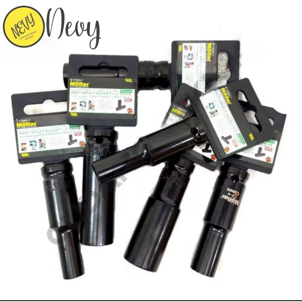 MOLLAR Mata Kunci Sock Socket PANJANG 1/2" 8mm 10mm 12mm 14mm 17mm 19mm 6PT MOLLAR / Mata Kunci DEEP
