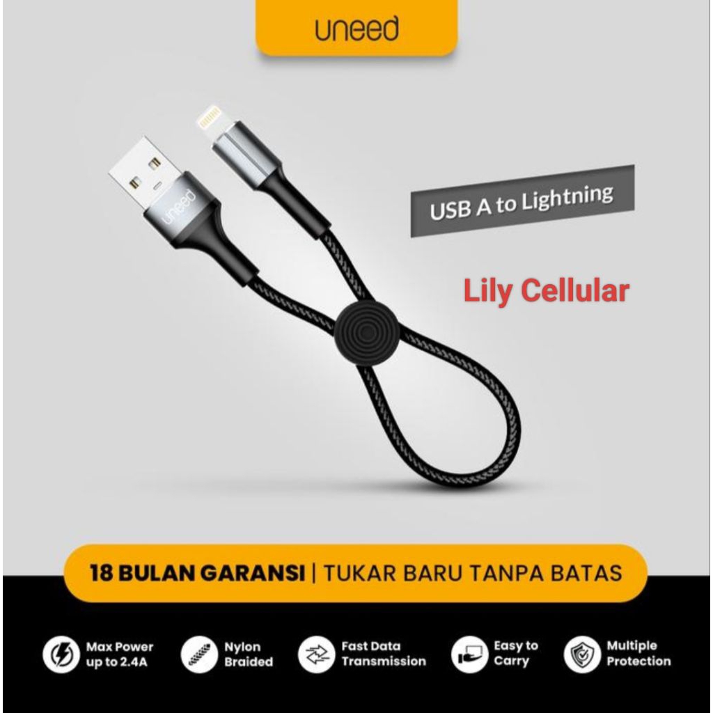 Uneed Kabel Data Quick Charge Lightning 20cm - UCB60i