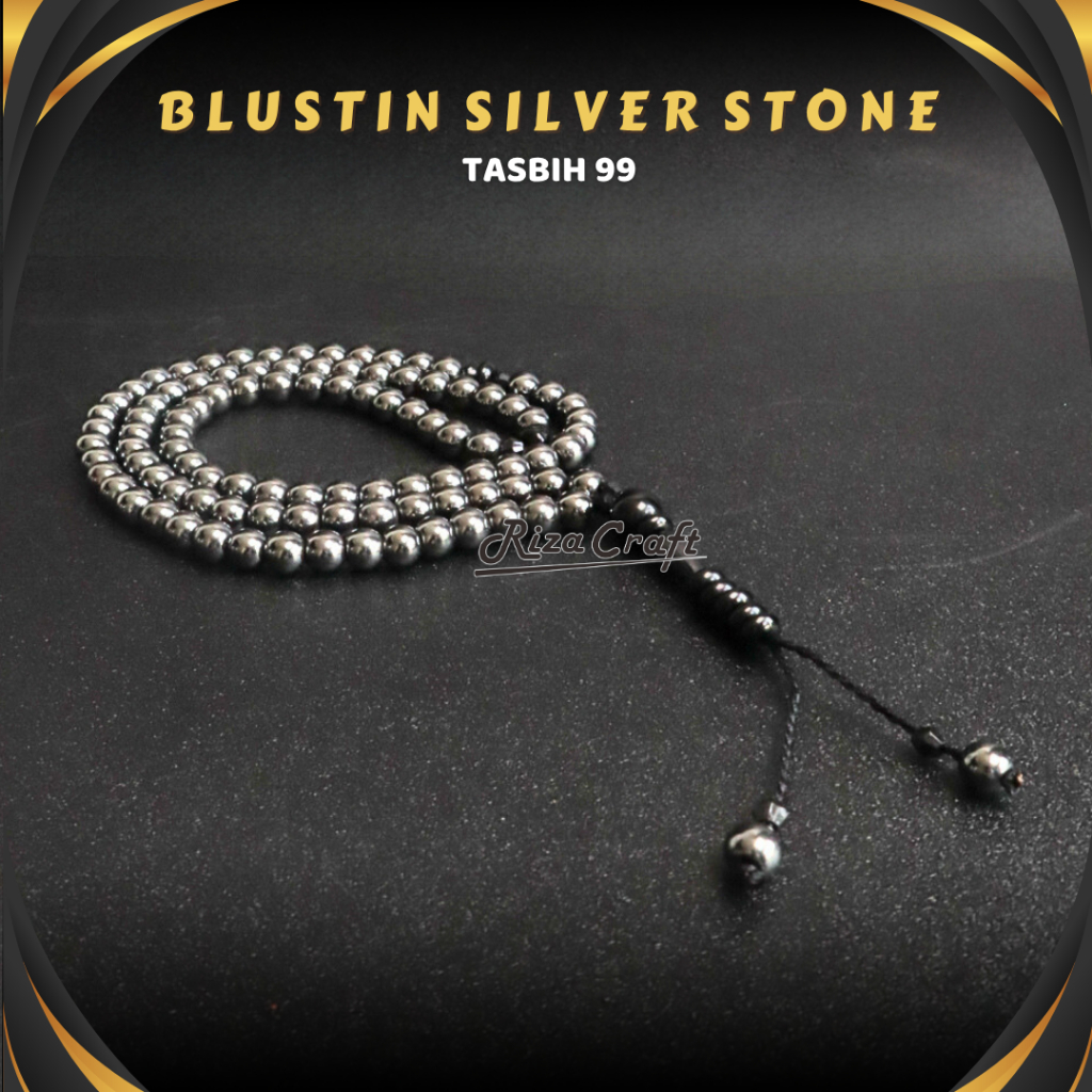 Tasbih Muslim Batu Akik Alam Hematite Badar Besi Blustin ASLI NATURAL Bagus Cantik 99 Butir by RIZA 