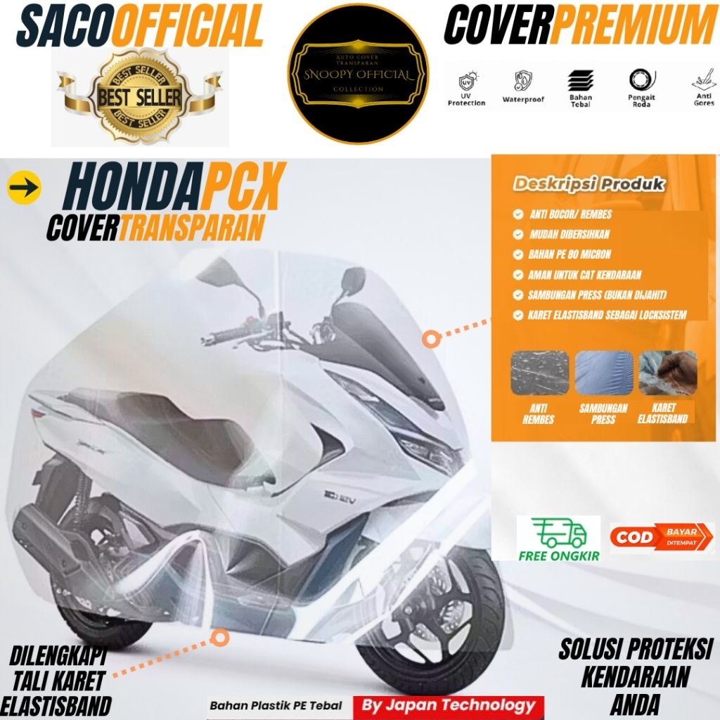 HONDA PCX - Sarung Motor Waterproof Tebal Dilengkapi Karet Elastis Motorcycle Sepeda Motor