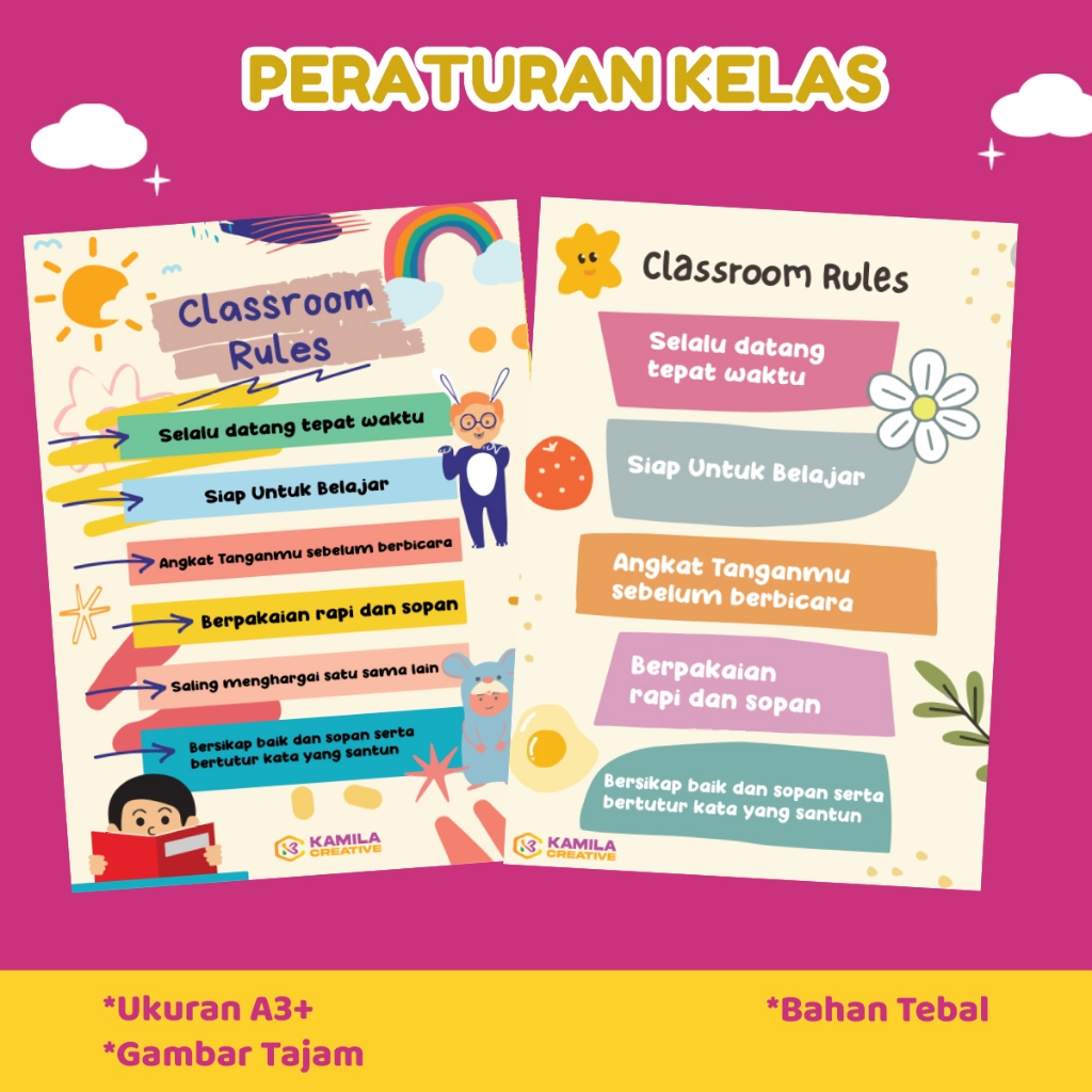 

Kamila Creative - Poster Peraturan Kelas PAUD TK SD Dekorasi kelas