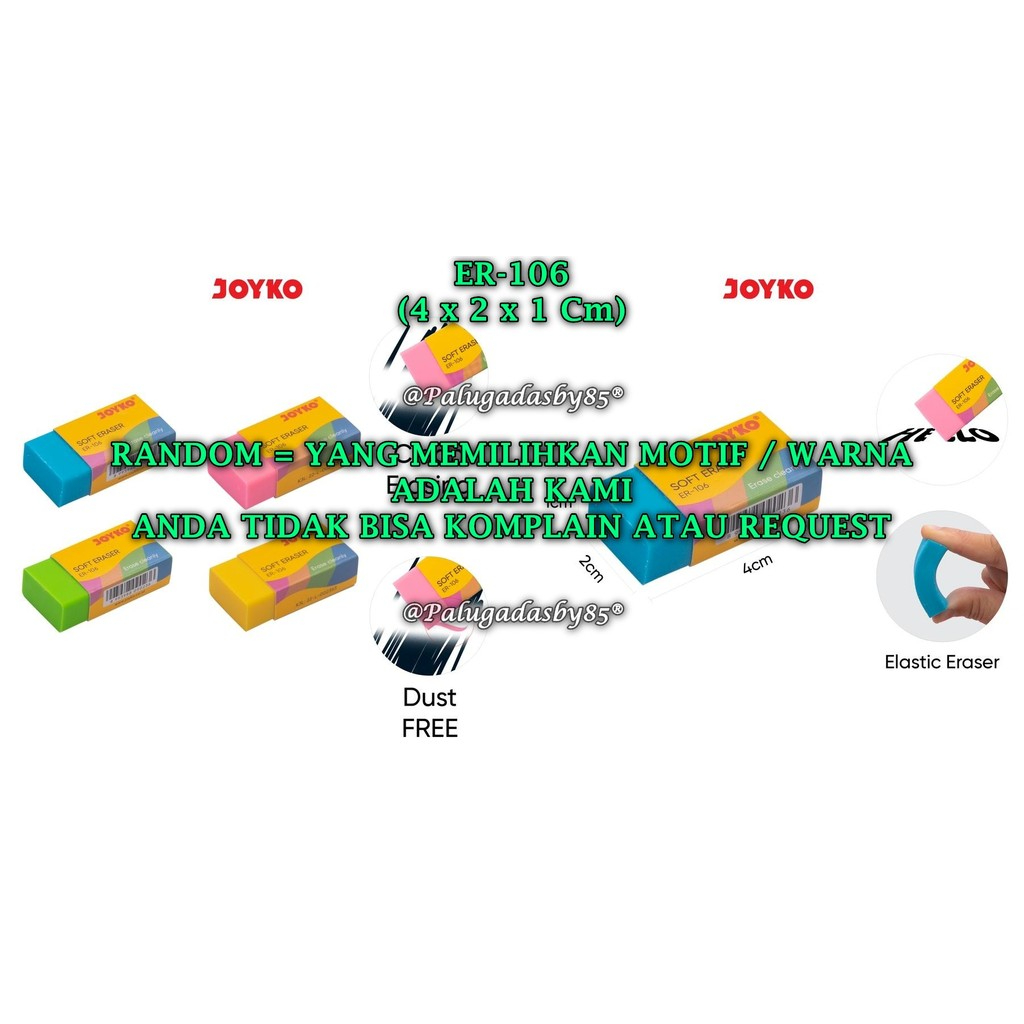 

(1 Biji) GROSIR Penghapus JOYKO ER-106 RANDOM / Eraser Penghapus Joyko ER-106 (1 Biji)
