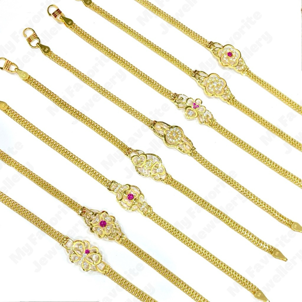 Gelang Terlaris Model Holo Permata AD 3graman Emas Asli Kadar 700