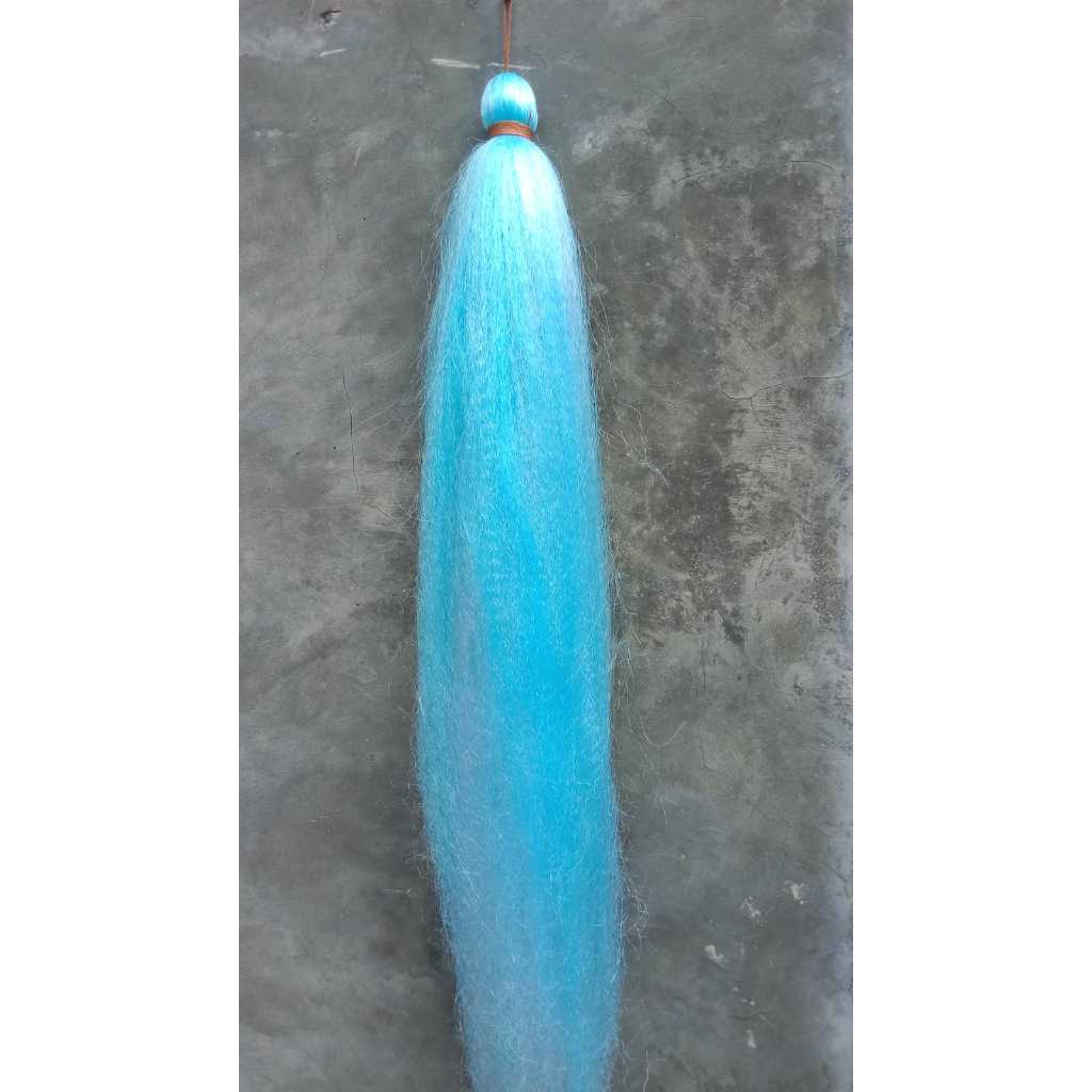 Rambut sambung cemara sintetis warna biru telur asin atau tosca