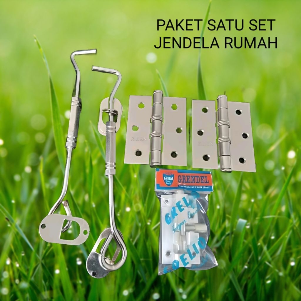 PAKET satu set jendela rumah hak angin engsel grendel