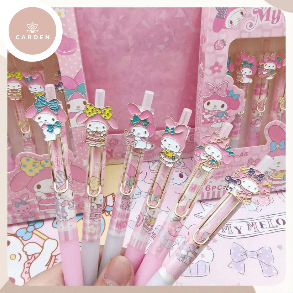 

(1 SET) Pena Gel / Pulpen Kuromi Melody Cinnamoroll Hello Kitty Pompopurin Pochacco Lucu Aesthetic