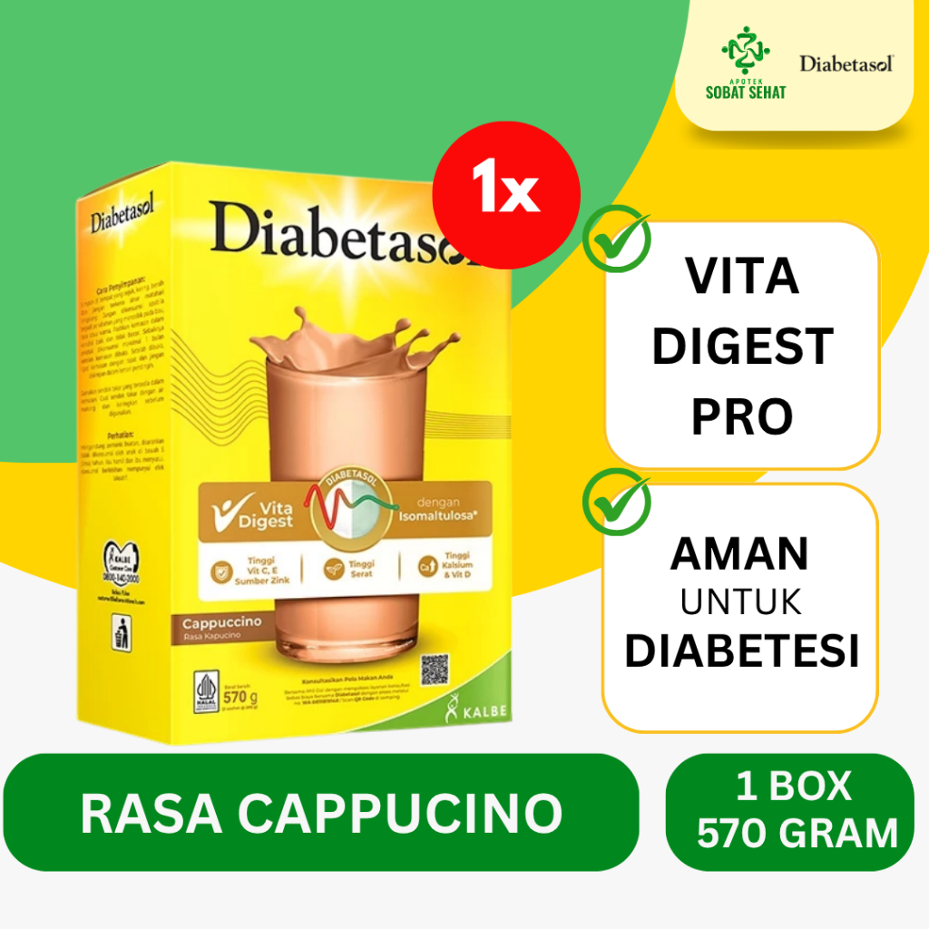 

Diabetasol Cappucino 570g Nutrisi Lengkap Rendah Gula