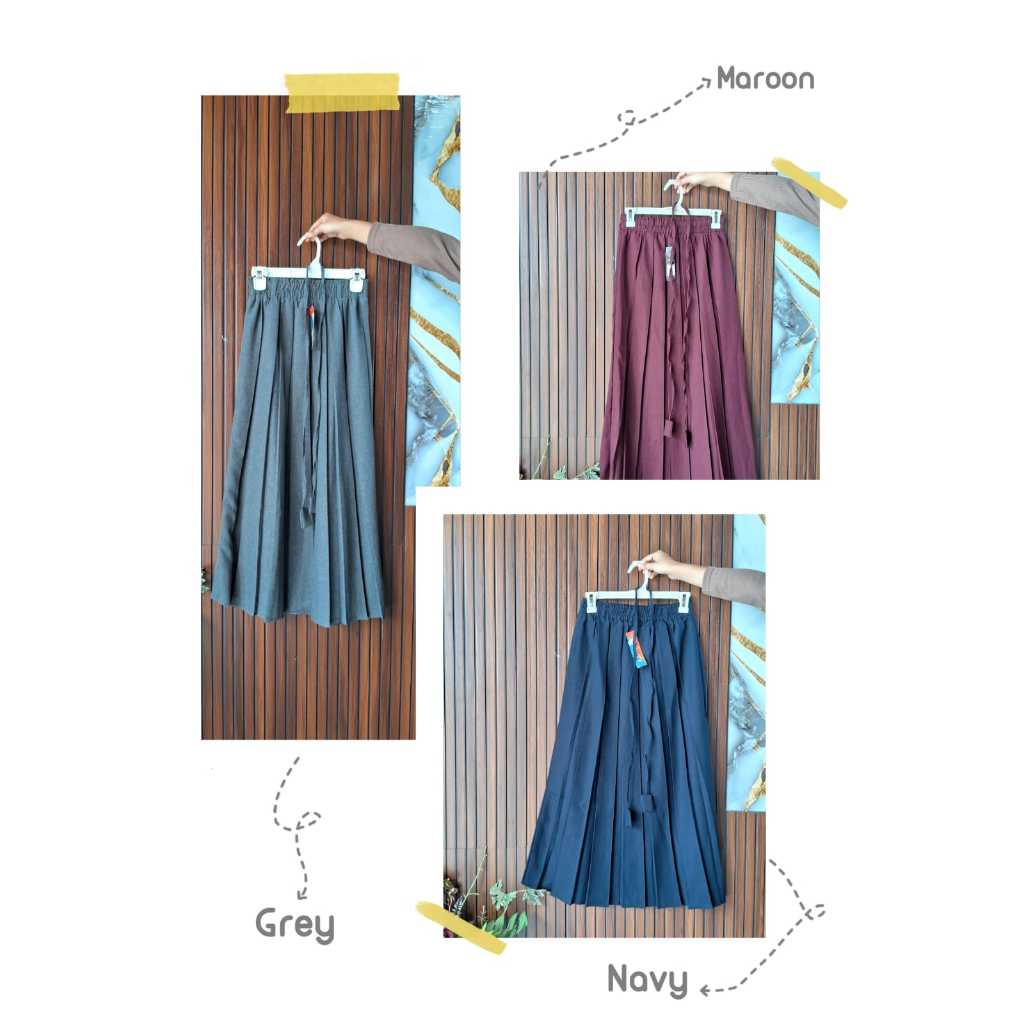 ROK TARTAN POLOS KOREAN STYLE || PLISKET PANJANG || ROK TATAN FARAS