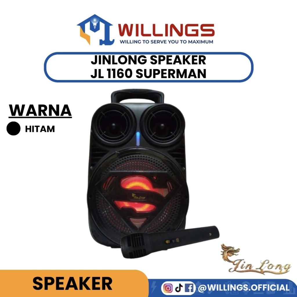 WILLINGS - JINLONG SPEAKER JL 1160 SUPERMAN WIRELESS BLUETOOTH