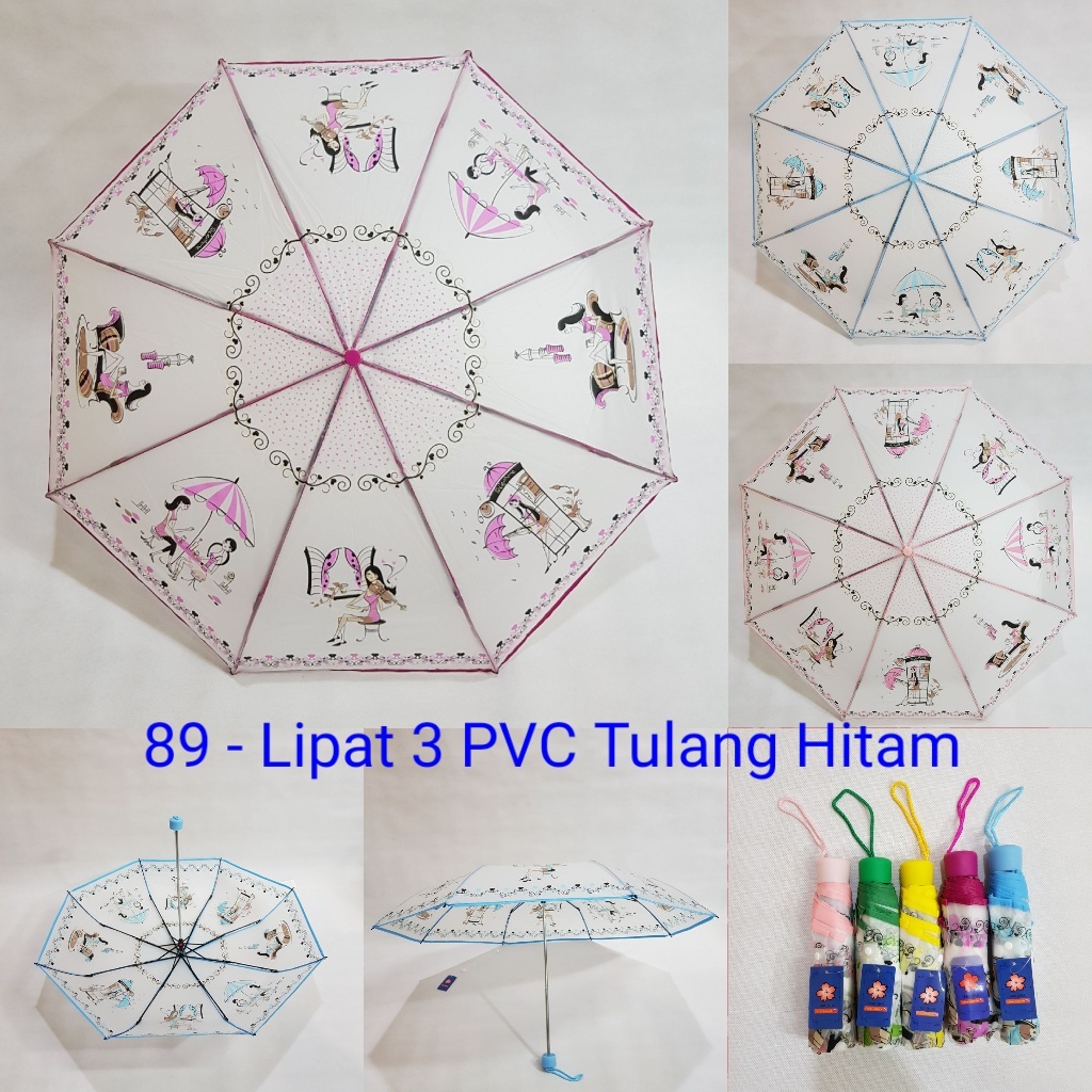 Sakura Payung Lipat Transparan Motif Korea Fashion Kain PVC