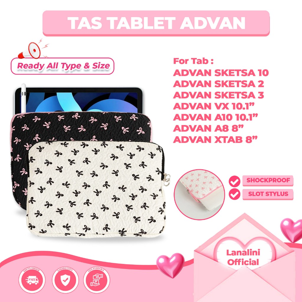 Tas Advan Tab Sketsa 3 2 1 A10 A8 Xtab VX W80 W90 W100 Tab 8001Tab 8002 Tab 8 Tab 8003 Gallilea Bela