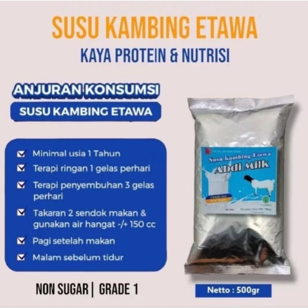 

SUSU KAMBING BUBUK ETAWA NON SUGAR / TAMPA GULA isi 500g