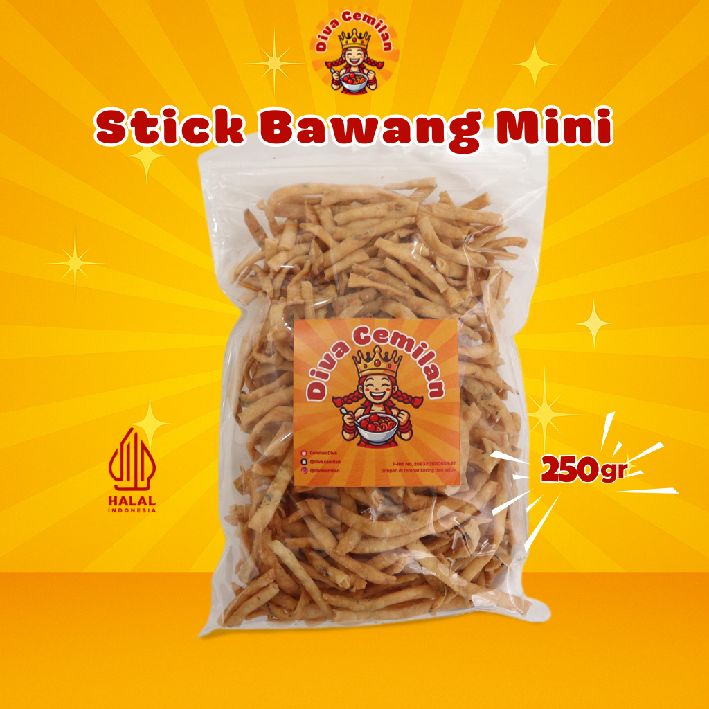 

250 gram Stik Bawang Mini Stik Asin Gurih Renyah Diva Cemilan Snack Makanan Ringan
