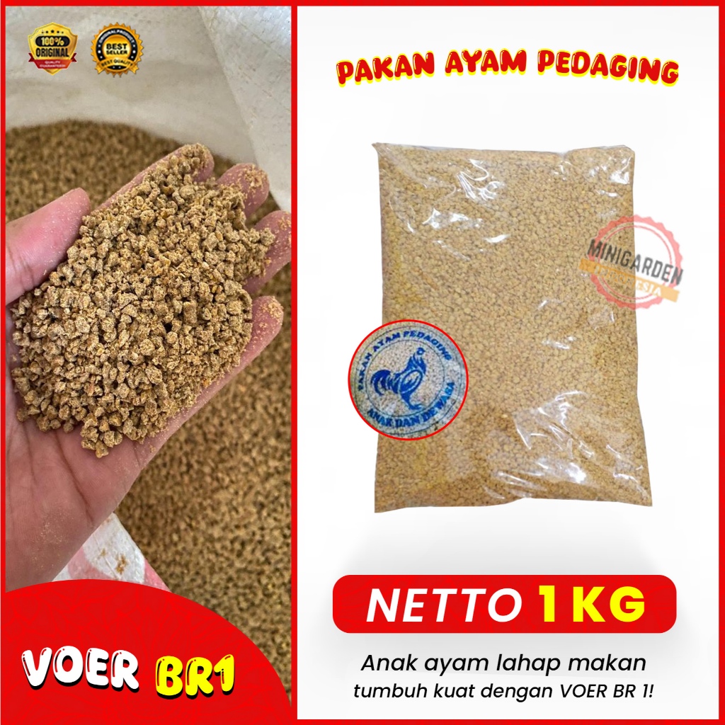 PAKAN AYAM PEDAGING POR PUR VOER BR1 1KG makanan anakan induk ayam