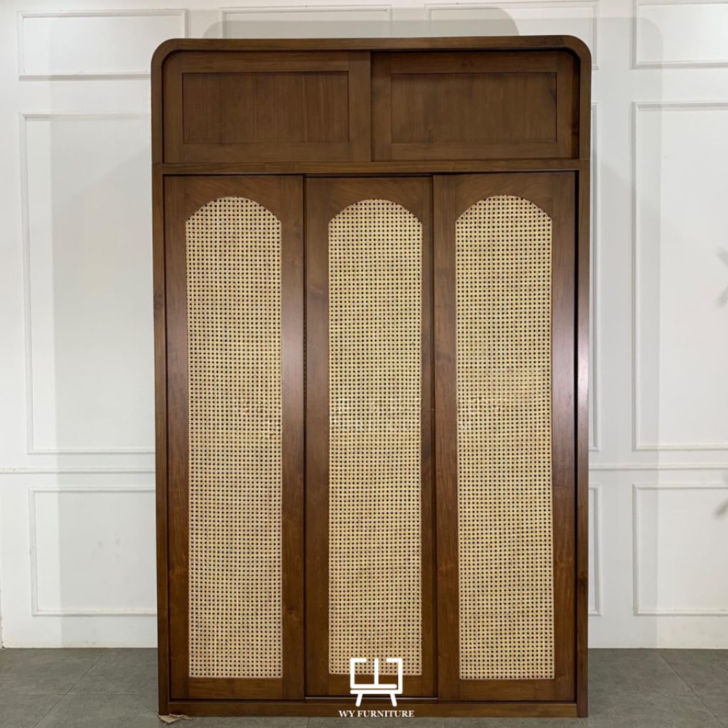 lemari pakain pintu 3 sliding jumbo kayu jati, lemari pakaian 3 pintu minimalis kayu jati