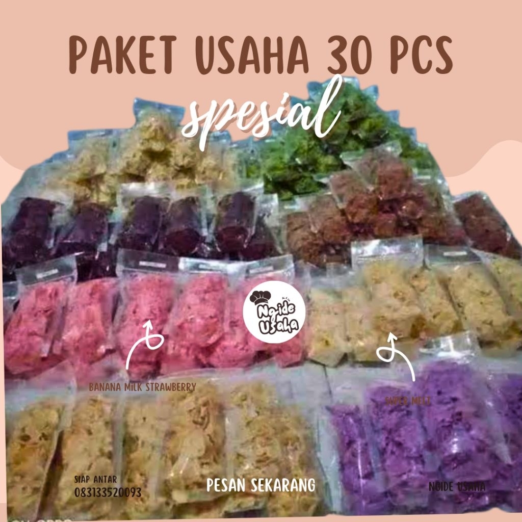 

[PAKET USAHA 30 PCS KRIPIK PISANG LUMER] tersedia varian rasa chocolate matcha strawberry milk vanila tiramisu bubble gum manis enak murah makanan dan cemilan sehat