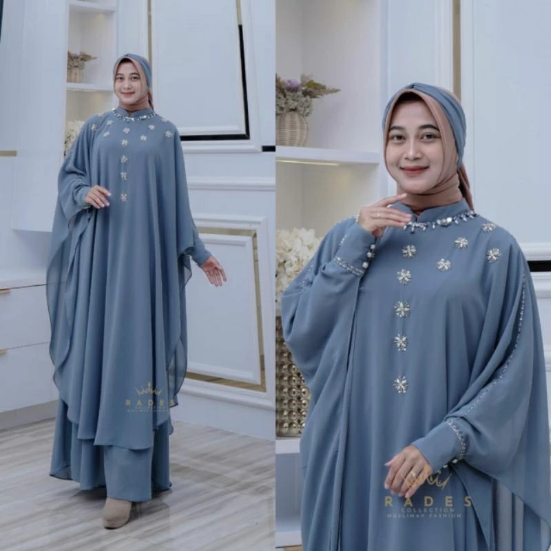 NADIA Kaftan Full Puring Bahan Ceruty Set Turban Payet Mewah Elegan Cantik Model Terbaru dan Kekinia