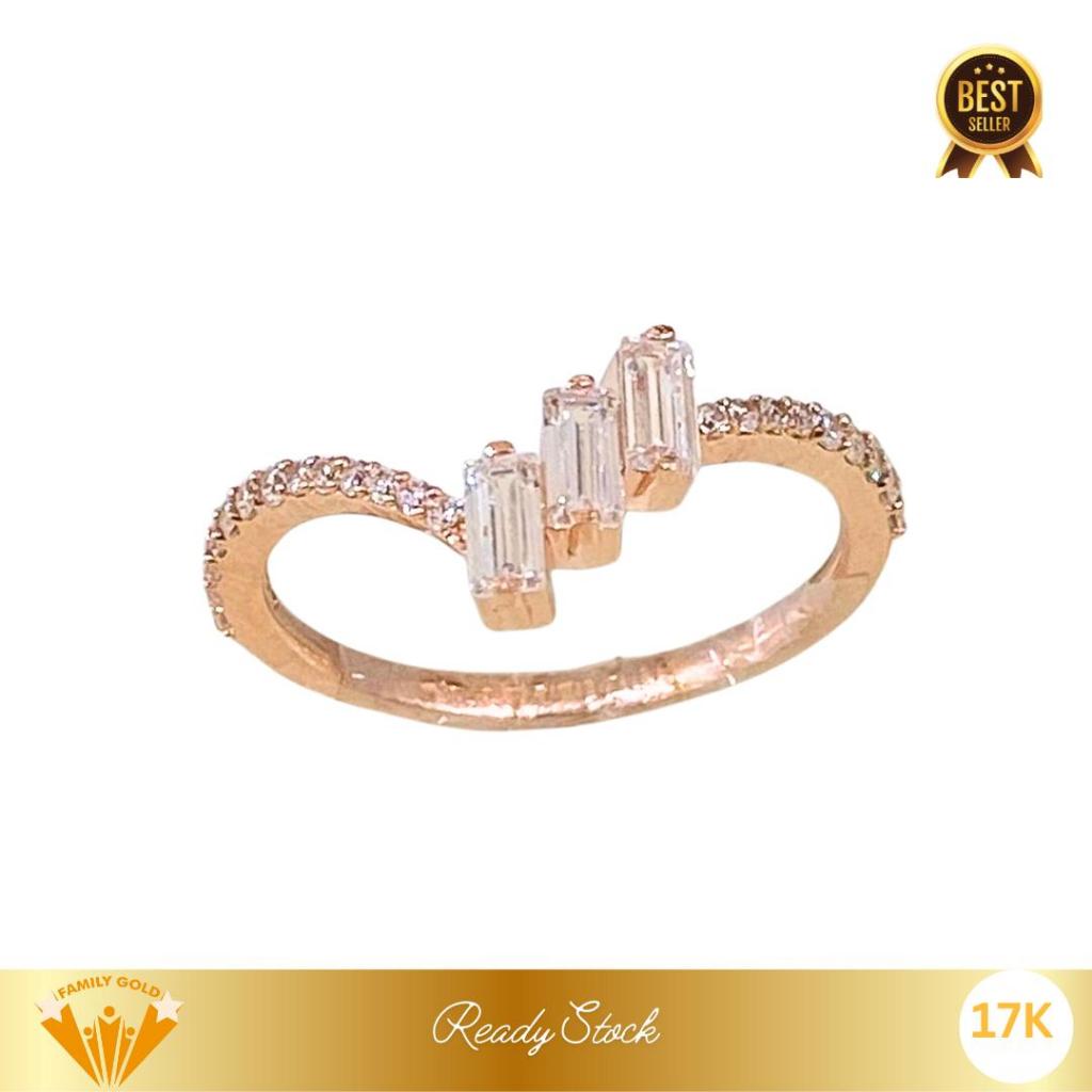 Cincin Emas Kadar 17K Model Aurelie Tri Cuse Family Gold