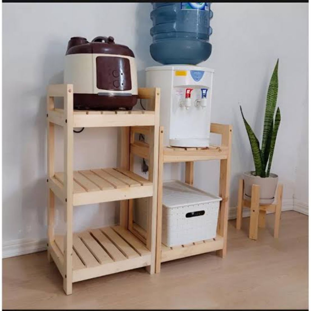 Wooden Shelf 3 Susun Rak Kayu Serbaguna 3 Susun Rak Dispenser Galon