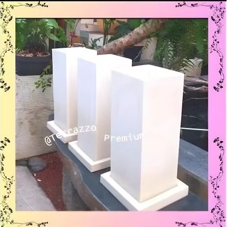 pot teraso tipe persegi tinggi putih