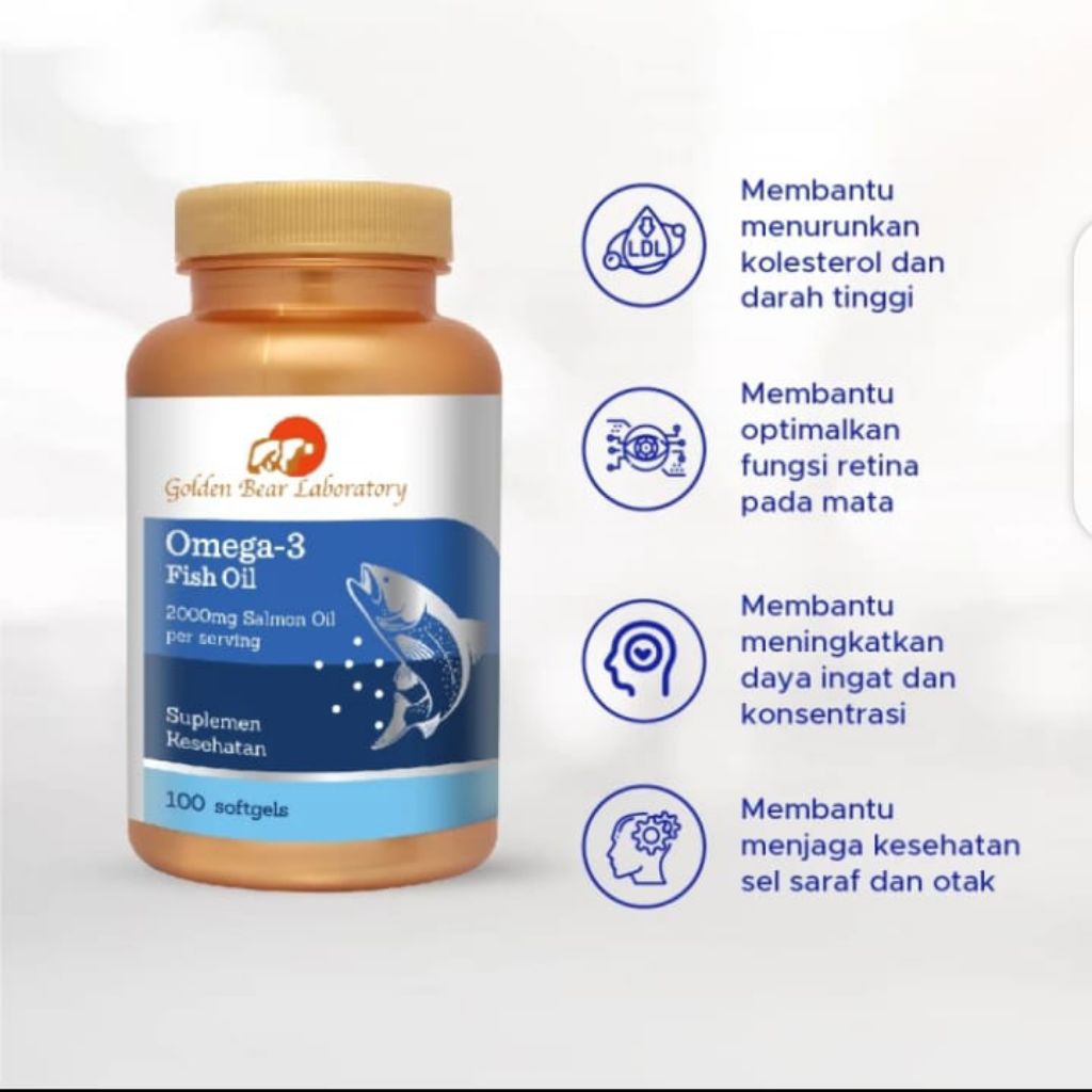 GOLDEN BEAR Salmon Omega-3 100 Sofgels Kesehatan Otak Jantung GoldenBear Laboratory Omega 3 Omega3 F