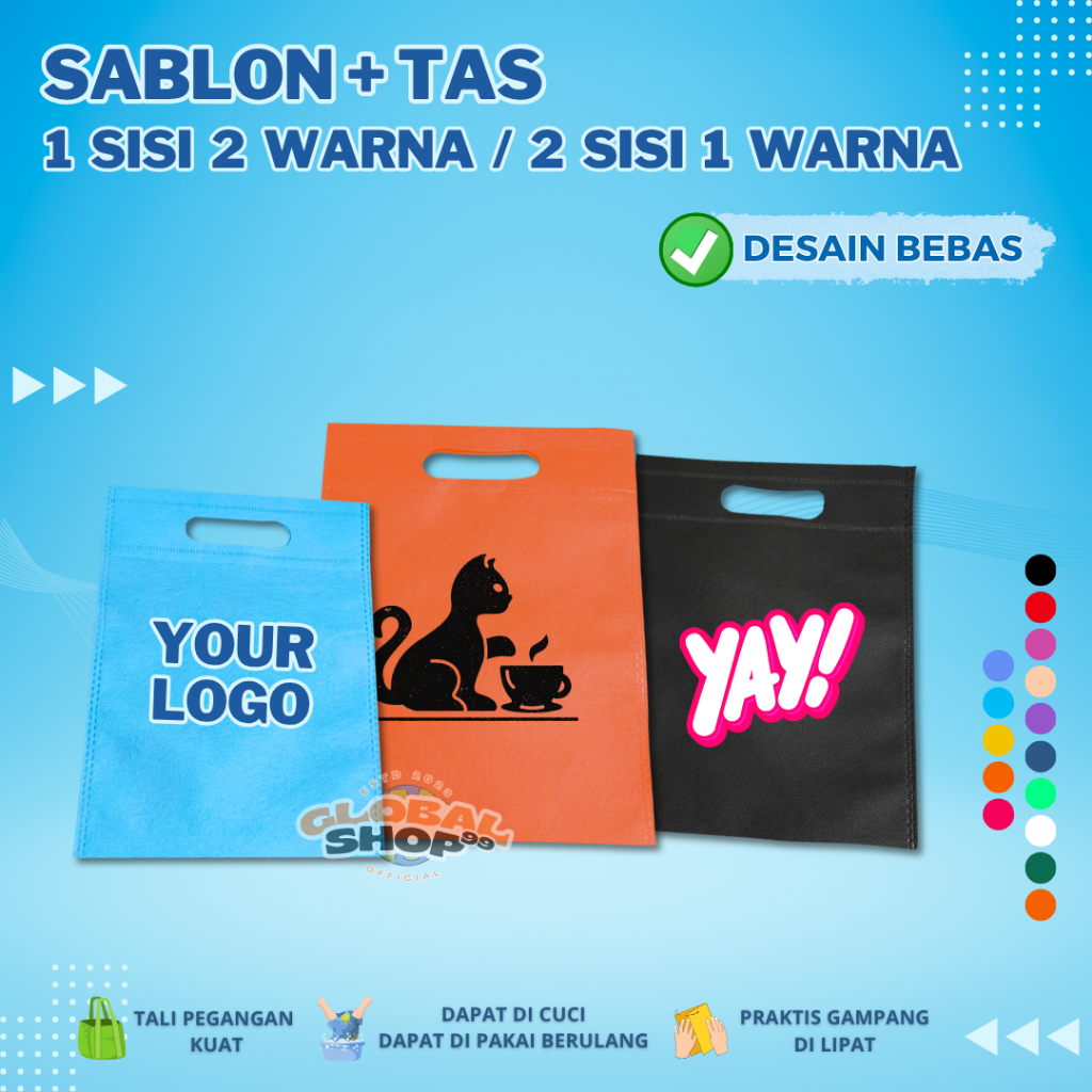 

CUSTOM SABLON PLUS TAS Goodie Bag OVAL 1 SISI 2 WARNA / 2 SISI 1 WARNA Kantong Tas Belanja Totebag Spunbond Hampers Souvenir