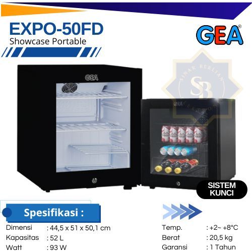 GEA SHOWCASE Portable EXPO 50-FD Showcase COOLER mini 52 LITER Lemari Pendingin Mini